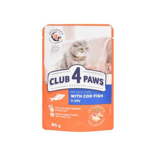 Club 4 Paws Wet Food With Cod Fish In Jelly For Adult Cats 80G