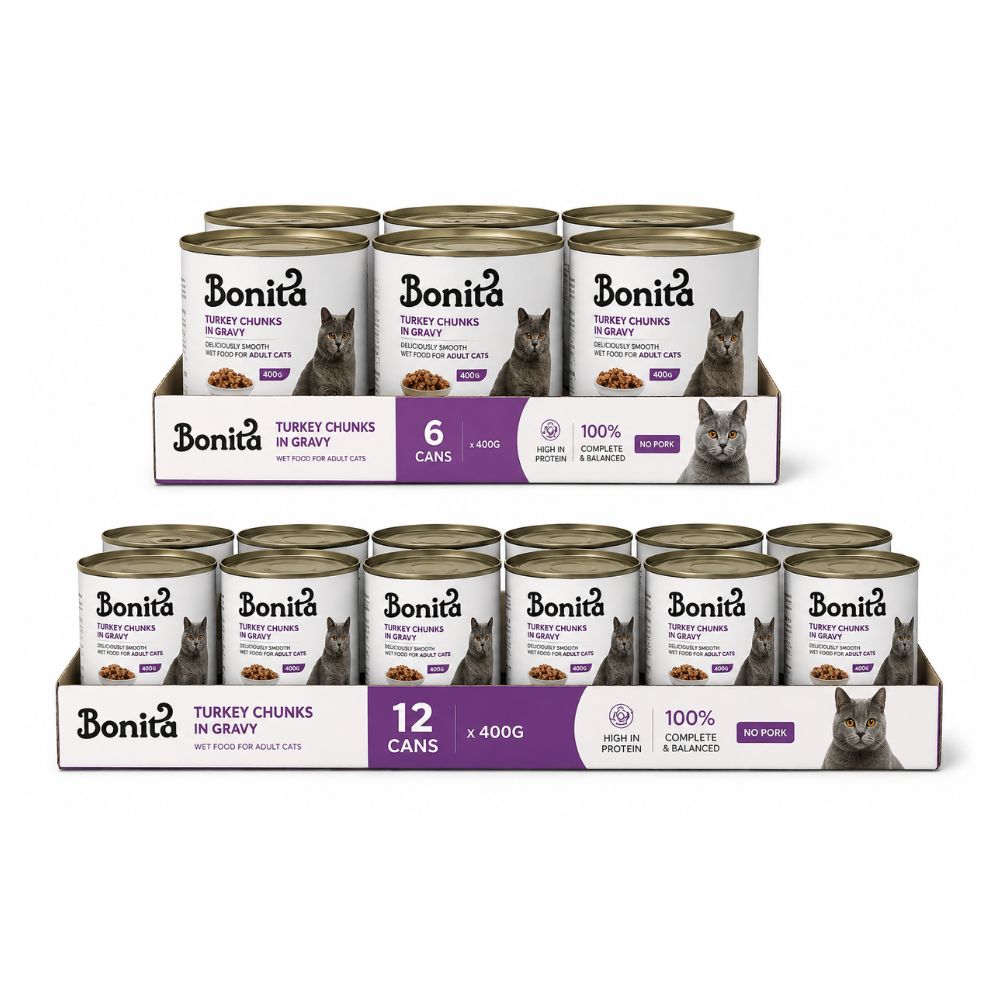 Bonita Cat Cans Turkey Flavor – 400g (Pack of 18)