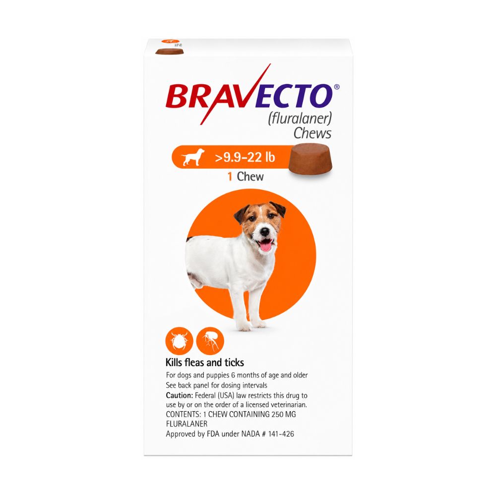 Bravecto Chewable Tablets for Dogs, Small Breeds, containing 250mg Fluralaner 4.5-10kg