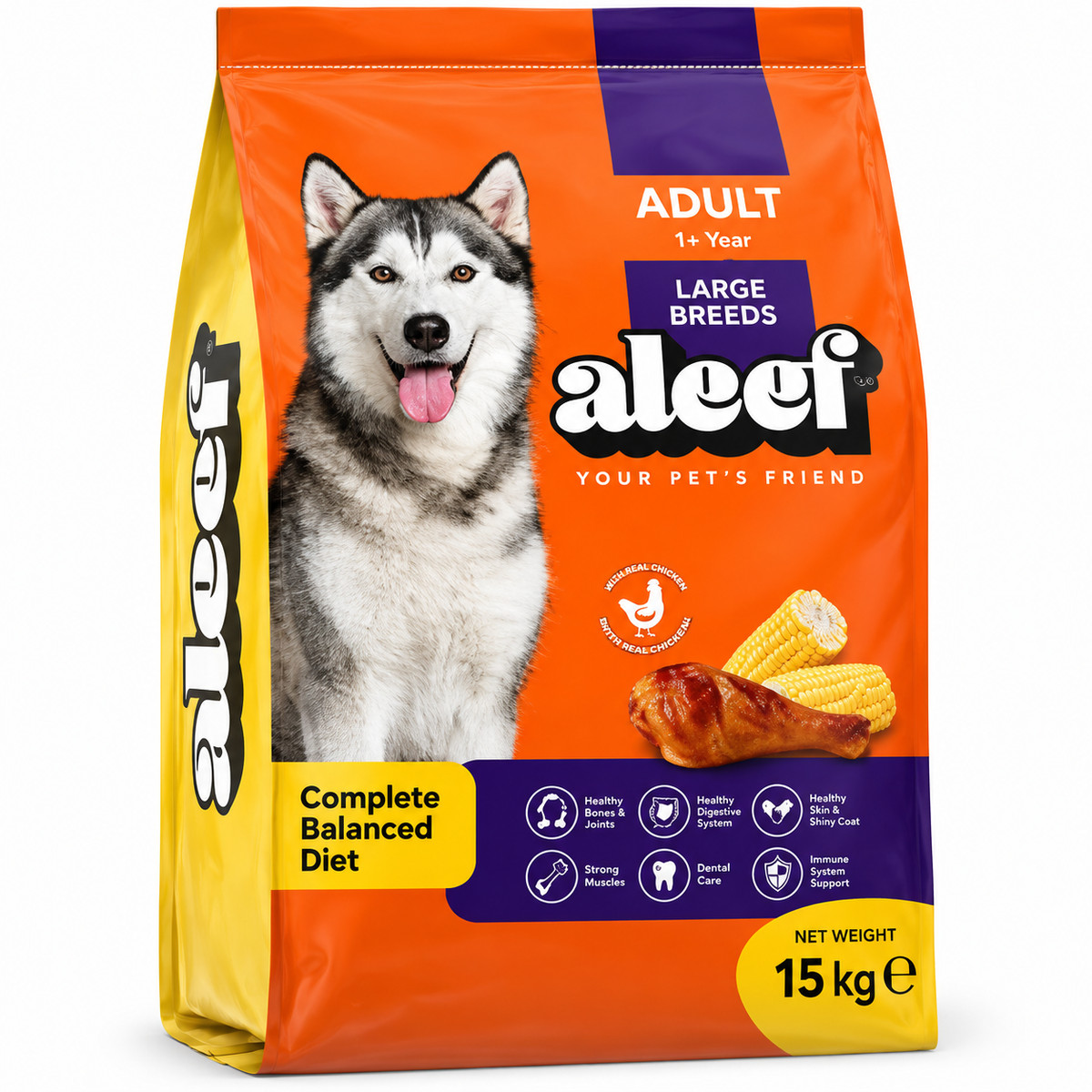 Aleef Adult Large Breeds Dry Dog Food with Chicken 15kg